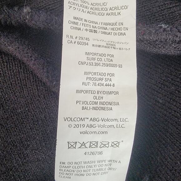 Volcom Winter Beanie Hat Fair Isle Nordic Unisex Black Snowflake Ski Outdoors - Picture 4 of 5